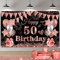 50. Geburtstag Deko Banner Schwarz Roségold, 185x110cm Groß Stoff 50th Geburtstag Hintergrund Schild Poster Banner, 50. Geburtstagsfeier Dekorationen Banner für Frau Geburtstagsdeko Party Deko