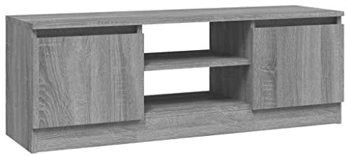 vidaXL Modern TV Cabinet - Engineered Wood, Grey Sonoma Finish, Offers Ample Storage for DVD Players, Game Consoles, with Sturdy Top for Display