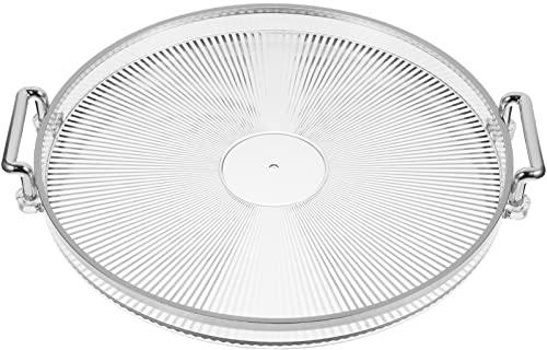 Alipis Decorative Round Serving Tray, Food Dessert Tray with Handle, Perfume Makeup Display Plate for Snacks, Appetizer, Candy, Beverage (Silver), 29.8X27X3CM (W922LHBMEF1129YLNZAH)