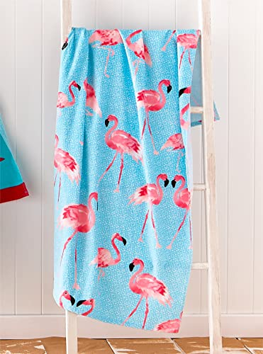 Catherine Lansfield Flamingo Baumwolle 76x160cm Strandtuch Blau