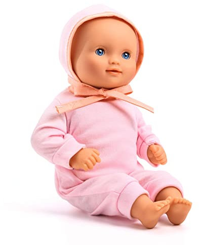 POMEA Puppe Lilas Rose Babypuppe Blaue Schlafaugen 32 cm groß Vinyl ab 18 Monaten Jungen Mädchen