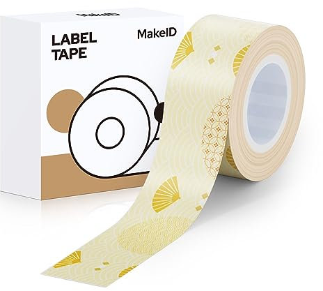 MakeID Ruban pour Étiqueteuse 16 mm x 4 m, Compatible pour MakeID Étiqueteuse L1/Q1/E1, Etiquettes Autocollantes Ventilateur Jaune L-16A25