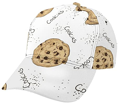 XVBCDFG Baseballkappe Verstellbar Lustige Kreative Schriftsteller Thema Kappen Klassische Mode Druck Twill Trucker Hüte für Frauen Männer Mädchen, Schokoladen-Chips-Cookies-Schürze, One size
