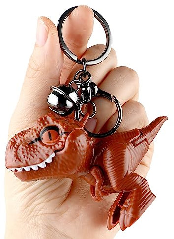 Cobee Mignon Dinosaure Porte clés, Kawaii Dessin Animé Dinosaure Cadeau Porte clés Mobile Dinosaure Pendentif Porte clés pour Femmes Hommes Sacs À Dos Porte clés De Voiture (Marron)