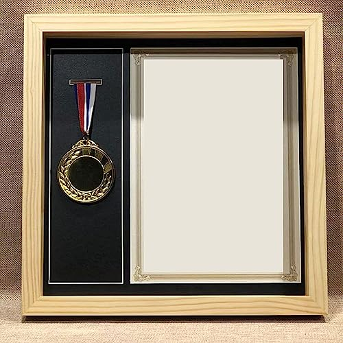 Medaillen-Display-Rahmen, Sportmedaillen, 3D-Box, Bilderrahmen, mit Zertifikat, personalisiert mit Titel