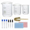 Episkey Becher Laborglas Messbecher 250 ml 100 ml 50 ml Borosilikatglas, 3 Stück 1 ml Glas-Tropfpipette und Aufbewahrungsröhrchen, 1 Stück Becherpinsel（3)