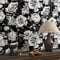 FunStick 44.5CM×9M Papier Peint Noir et Blanc Papier Peint Autocollant Gothique Rouleau Adhesif Decoratif pour Meuble Noir Papier Peint Fleurs Roses Gothique Papier Peint Adhesif Mural Chambre Cuisine