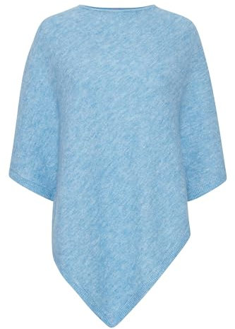 fransa FRSANDY PO 1-20611015 Damen Poncho Fleeceponcho, Größe:ONE, Farbe:Sky Blue Melange (1443181)