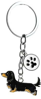 BT Bear Porte-clés en forme de chien en métal avec breloque en forme de chien (teckel noir)