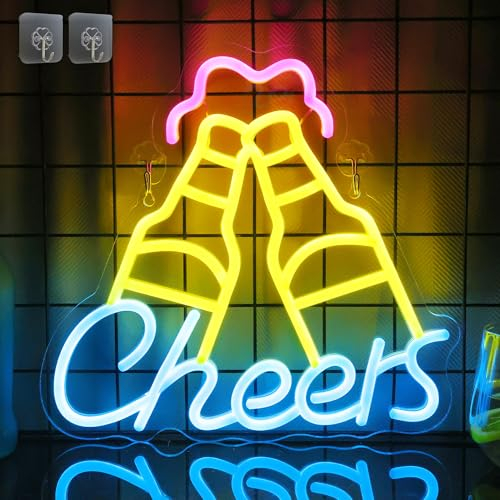 Cheers Bar Schild beleuchtet, CooPark Cheers Neon Schild mit Dimmbarem USB-Betrieb helle Bar Wand Party Männerhöhlen Dekoration coole Geburtstags Weihnachtsgeschenke für Barkeeper Jungen (30 x 27 cm)