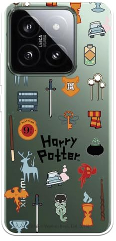 Schutzhülle kompatibel mit Xiaomi 14, offizielle Harry Potter-Symbole zum Schutz Ihres Handys. Transparente Silikonhülle mit offizieller Harry Potter-Lizenz