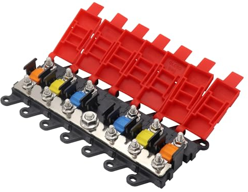 Porte-fusibles midi à 6 voies en laiton pour voiture, bus, bateau, camping-car, distributeur de courant, caravane, camping-car, boîte à fusibles Midi avec fusibles 30 A, 60 A, 100 A
