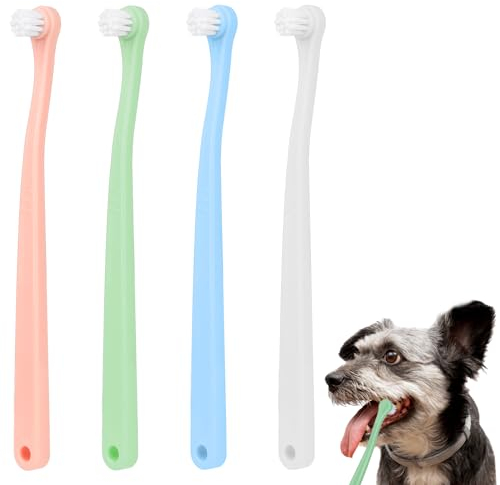 Paquete de 4 Cepillos de Dientes para Perros Pequeños, Gatos y Cachorros - Cepillo Suave para Mascotas