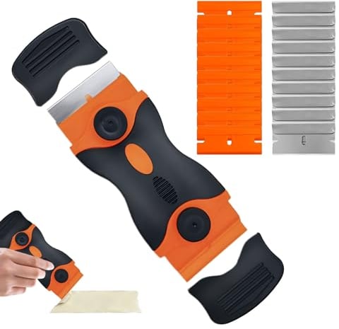 Nuqin Ceramic Hob Scraper,Double Edged Razor Blade Scraper,Plastic Scraper with 10 Metal +10 Plastic Blades,Glass Scraper for Stickers,Decals,Windows