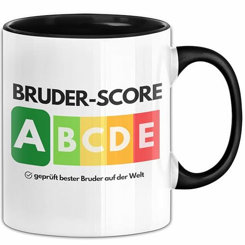 Bruder-Score Tasse Geschenk Bester Bruder Der Welt Abschied Witz Abschiedsgeschenk Bro (Schwarz)