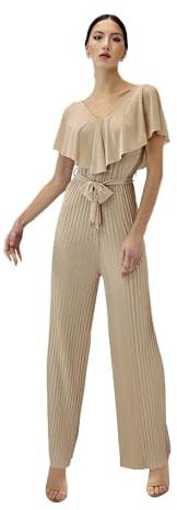 Elara Damen Jumpsuit V-Schnitt 1205 Beige