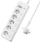 Steckdosenleiste mit 4 USB, Mehrfachsteckdose mit 2 USB C, Verteilersteckdose Wandmontage, Steckerleiste mit 5 Einzelsteuerschalter Schalter, 5 Fach Power Strip, Mehrfachsteckdosen mit 2M Kabel White