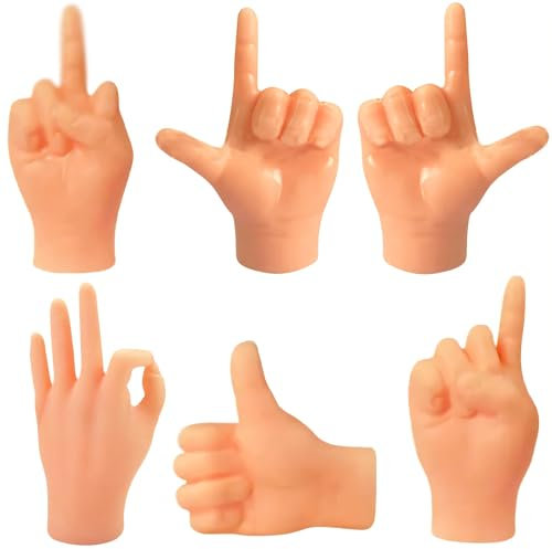 SGERUFZ 6 Stück Mini Hände Fingerpuppen, Kleine Hände, Tiny Hands, Gummi Fingerpuppen, Linke und Rechte Hand, Finger Puppets Streichspielzeug für Haustier, Katzen, Kinder, Spiele Party