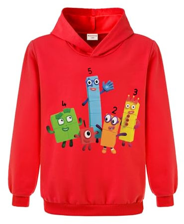 Kiamseay Maths Day Unisex Kids Hoodie Numbers Sweatshirt Boys Girls Cotton Top (Red,9-10 Years,9 Years,10 Years)