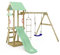 Gioco da giardino WICKEY TinyCabin con altalena e scivolo, struttura da esterno per bambini con sabbiera, scaletta e accessori da gioco (verde pastello)