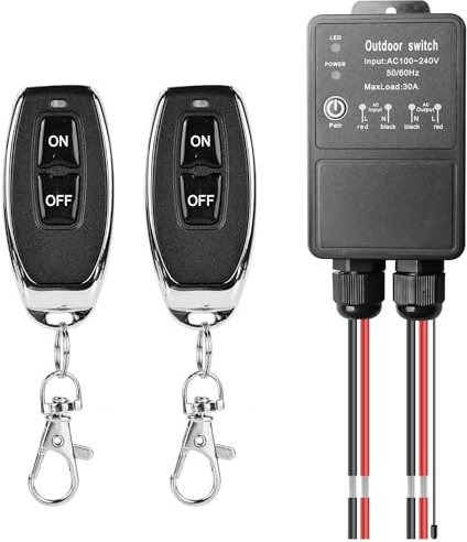 Interruttore a distanza, AC 240 V, 220 V, 30 A, interruttore radio lungo 50 m, con telecomando per porte di garage, moto, allarme furto, guardrail