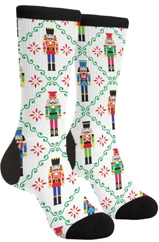 SEVEBJ Lässige, lustige, flippige Neuheit, modische bequeme Socken für Männer und Frauen, verrücktes Kleid, Frohe Weihnachten, Neujahr, Nussknacker, Nussknacker, Schnee
