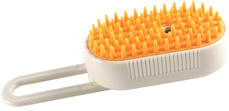 Durlo 4-in-1-Katzendampfbürste, wiederaufladbare Dampfbürste für Haustiere für Hunde und Katzen, Massage, Reinigung, Haarentfernung und Kämmen in einem (Beige + Orange)