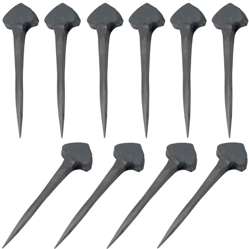 TorSor 10 Pack 1.5'' Common Cut Nails Old Fashion Decorative Antique Nails Hand Forged Iron Nail for Hanging Poster Frame Craft Handmade Project Wood Beams Wall Decoration Vintage Tapestry
