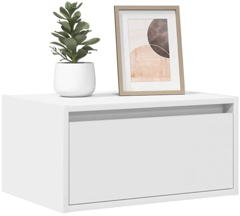 HaoChrymec Tables de Chevet Murales en Bois, Éclairage LED RGB, Rangement Pratique, Meuble TV Suspendu, Meuble Tele Blanc, Adapté au Salon et Chambre, Blanc, Lot de 2