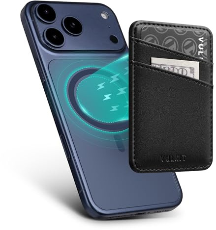 VULKIT MagSafe Wallet with MagSafe Sticker, 2-Card Holder with RFID Blocking, Slim Leather Magnetic Wallet for iPhone 17/16/15/14/13/12 Series & Selected Samsung Devices, Not for mini