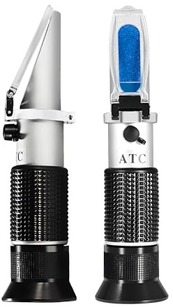 Frostschutz Refraktometer, 5-in-1 Handrefraktometer für Kühlmittel (Ethylen-/Propylenglykol), Batteriesäure, AdBlue & Scheibenfrostschutz, Präziser Dichtemesser für Auto Werkstatt und Privatgebrauch