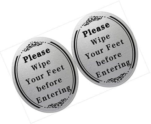 Housoutil Vinyl Door Sign Sticker 2Pcs Waterproof Adhesive Please Wipe Your Feet Decal for Bathroom and Indoor Home Entry
