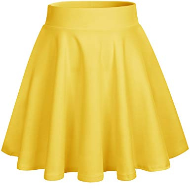 DRESSTELLS Rock Damen Kurz Skater Rock A-Linie Hohe Taille Gelb Minirock Silvesteroutfit Anime Faltenrock Karneval Tennis Rock Yellow S