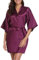Vlazom Kimono Peignoir Satin Femme Court Pyjama Mariage Nuit ,M,Violet