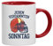 American Football Gruppen Fan bedruckte 2-farbige Kaffeetasse Bürotasse mit Spruch Motiv Jeden verdammten Sonntag 2, Größe: onesize,weiß/rot