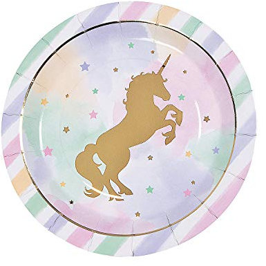 Fun Express - Unicorn Sparkle Dinner Plate (8pc) for Birthday - Party Supplies - Licensed Tableware - Licensed Plates & Bowls - Birthday - 8 Pieces