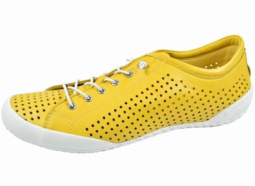 Andrea Conti Damen Schnürschuh Halbschuh Leder Sneaker mit Perforierung 0345767, Größe:39 EU, Farbe:Gelb