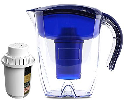 AQUALKA Alkaline Water Filter Pitcher, 7-Stage Cartridge Composed of Ion Exchange Resin, Tourmaline, Mineral Balls and Carbon, Removes Free-Radicals and Eliminates Toxins, 3.5 Liters (Pitcher)