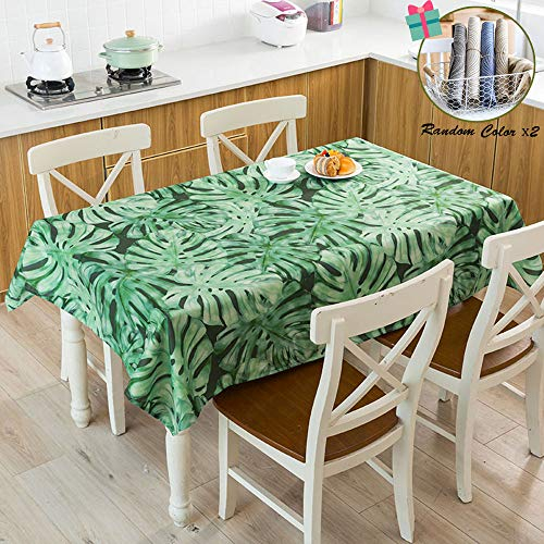 FANSU Rechteck Tischdecke Nordisch Grün Tropische Pflanze Stil Leinenoptik,Wasserdicht Tischwäsche Pflegeleicht Abwaschbar Tischtuch-Viele Größe Farbe Wählbar (60x60cm,Monstera B)