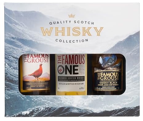 The Famous Grouse Whisky Selection by Blue Tree Gifts including 3 x 5cl Scotch Whisky, 40% ABV, in Premium Packaging, Ideal for gifting Whisky Drinkers on Christmas , Birthdays, Father's Day