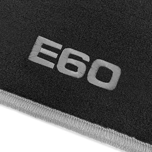 online-fussmatten OFM-Q300_E60-502 Passform Velours-Fußmatten mit Bestickung E60 und Rand in Silbergrau