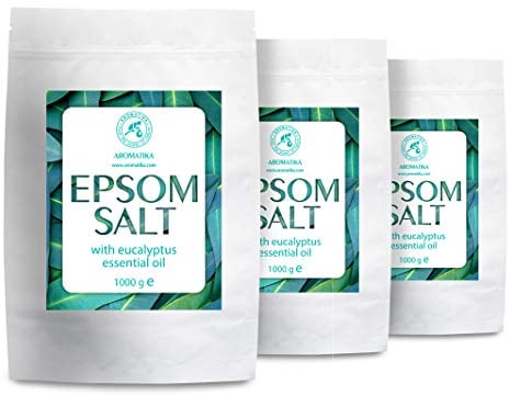 Badesalz Epsom & Eukalyptus 3kg - Bittersalz mit Ätherischen Eukalyptus Öl - Magnesiumsulfat - Mineralsalz - Badezusatz für Körperpflege - Aromatherapie - Entspannung - Fußbad