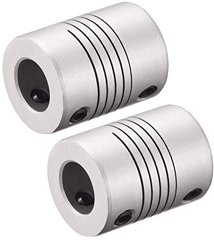 sourcing map 2Stk. 10mm zu 10mm Aluminiumlegierung Stab Flexibel Kupplung Motorsteckerverbindung L25xD19 Silber