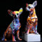 orenm Bunte Chihuahua-Statue, kreative Graffiti-Kunst, Mehrfarbig, Hundefigur, Kunstharz, Inneneinrichtung, Heimdekoration, Spritzfarbe, Tierskulptur, Moderne Heimdekoration, Schreibtisch-Dekoration