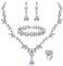 EVER FAITH Sschmuck Set für Damen Hochzeit Party Cubic Zirkonia Fashion Floral Blatt Halskette,Baumeln Ohrringe und Tennis Armband Ring Klar Siler-Ton