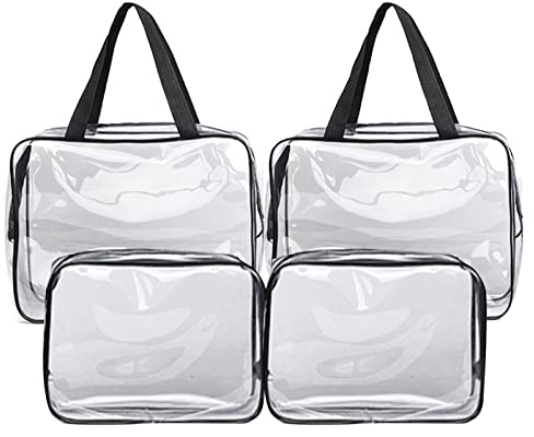 4 Stück Transparent Kosmetiktasche, PVC Wasserdicht Kulturtaschen Set, Make-up Tasche, Reise Kosmetikbeutel Set Durchsichtig Make Up Tasche Set für Männer, Frauen, Kinder, Familie