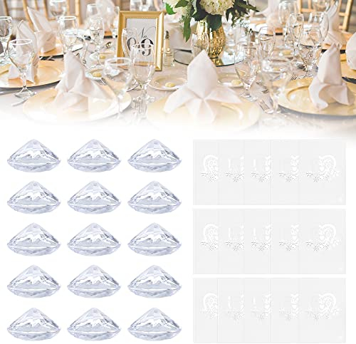 EMAGEREN 15 Stück Diamant Tischkartenhalter Diamond Kartenhalter Platzkartenhalter Hochzeit Unendlichkeitszeichen Memohalter Namesschild für Hochzeit Feier Feier Tischdeko Platzkarten