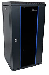 10 Wandgehäuse - 12HE - Netzwerkschrank 10 Zoll - tiefschwarz (RAL9005) - 312x300x615mm - fertig montiert - abschließbare Sicherheitsglastür und Seitenteile - Profilschienen tiefenvariabel