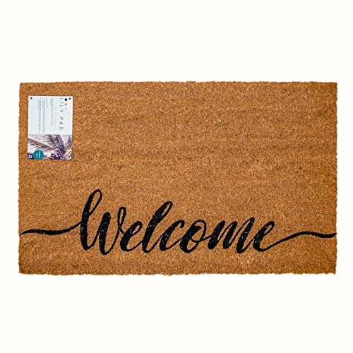 LP Doormats - welcome coir door mat - nonslip heavy duty entrance doormat - welcome doormat - large doormat 75 x 45cm - indoor door mat - outdoor sheltered use welcome mat - front door mats (Welcome)