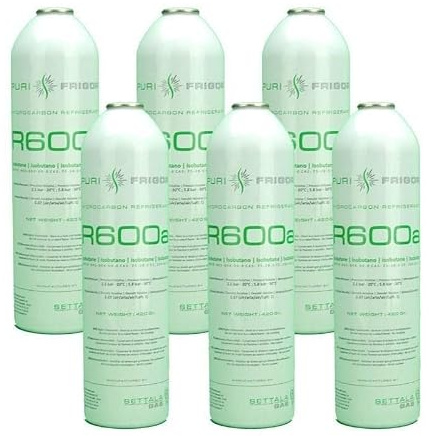 REPORSHOP - Kit Completo Recarga Refrigerante - 3 Botellas de 420 g Gas Refrigerante R600a - Válvula Servicio - Manguera de Carga - Compatible con Frigoríficos, Armarios Fríos, Botelleros, Freezer
